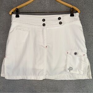Pelle P Sports Shorts Women's Medium White Short‎ Side Slit Embroidered Skort